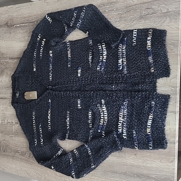 NEW! Janice Apparel Cozy Popcorn Knit Cross Stitch Pattern Cardigan Sweater OSFM - Picture 2 of 10